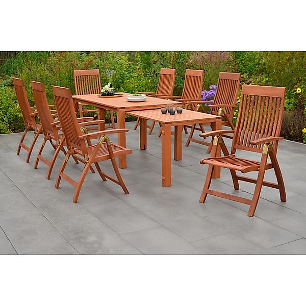Merxx Comodoro Set 9-tlg. 8 Klappsessel Flex-Gartentisch Ausziehbar günstig online kaufen