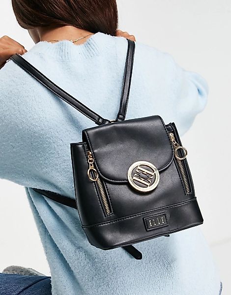Elle – Mini-Rucksack in Schwarz mit Logo günstig online kaufen