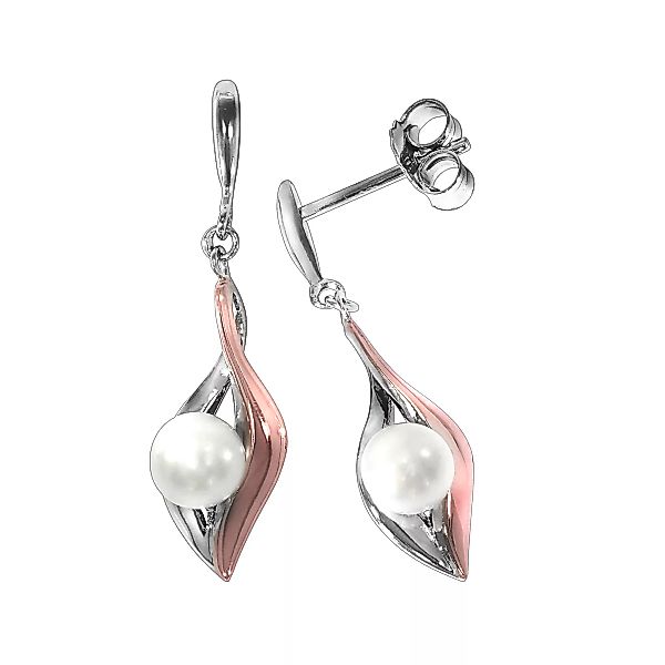 Zeeme Paar Ohrhänger "925 Sterling Silber bicolor Perle weiß" günstig online kaufen