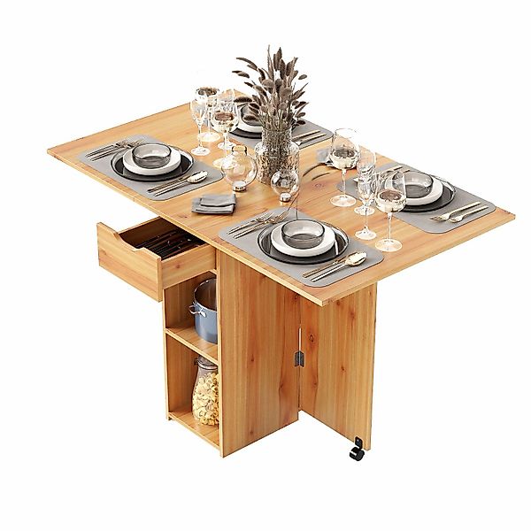 KOMFOTTEU Esstisch, Klapptisch Küchentisch mit Rollen, günstig online kaufen