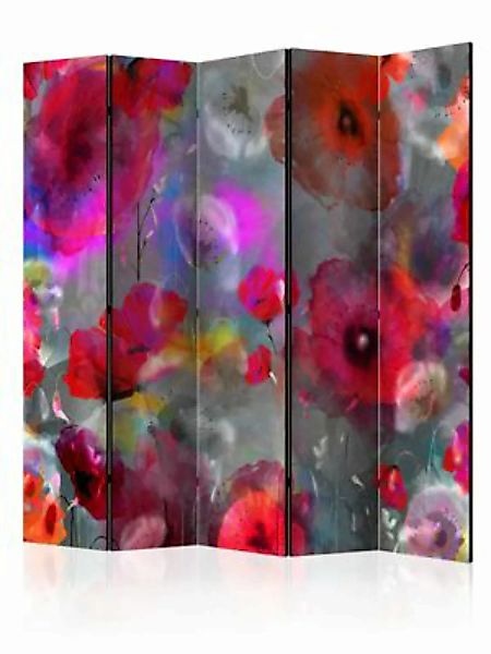 artgeist Paravent Painted Poppies II [Room Dividers] grau/rot Gr. 225 x 172 günstig online kaufen