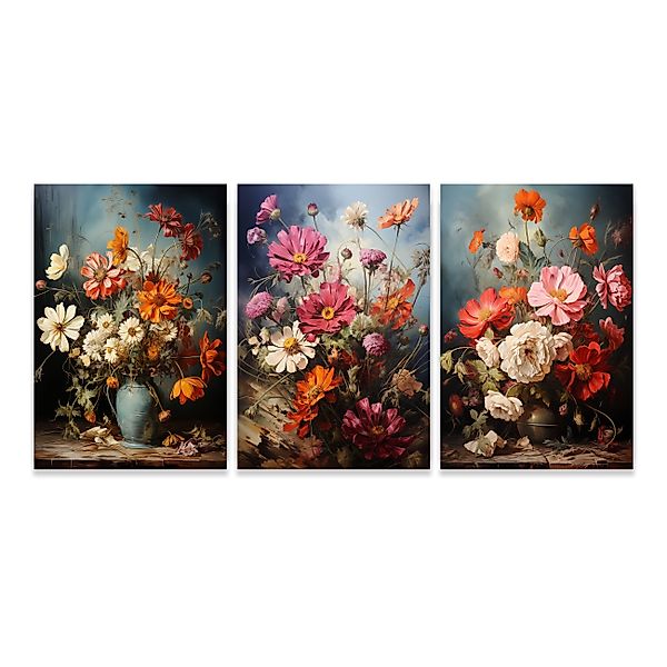 Wallarena Poster SET Blumen Gemalt Wohnzimmer günstig online kaufen