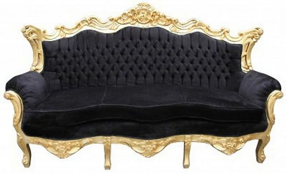 Casa Padrino Sofa Barock Sofa Garnitur "King" Schwarz / Gold günstig online kaufen