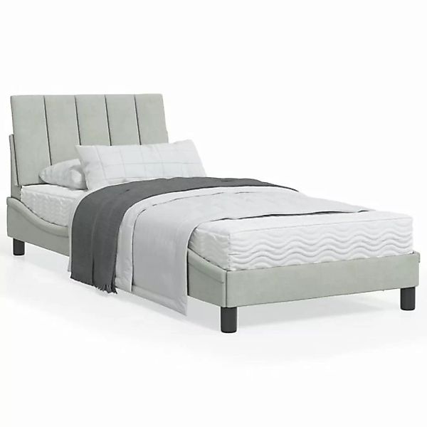 vidaXL Bett Bett mit Matratze Hellgrau 90x200 cm Samt günstig online kaufen