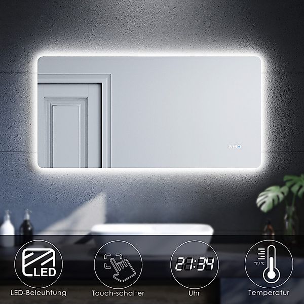 SONNI Badspiegel Badspiegel mit LED Uhr günstig online kaufen