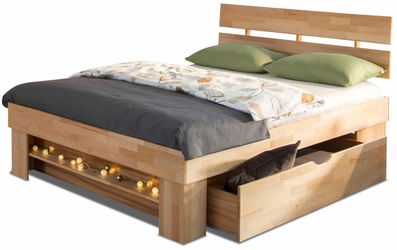 Home affaire Stauraumbett "Triest" aus FSC-zertifizierter massive Buche günstig online kaufen