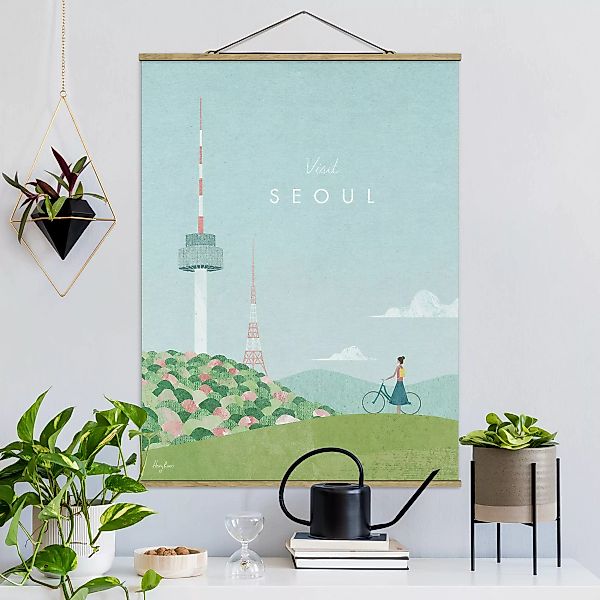 Stoffbild mit Posterleisten Reiseposter - Seoul günstig online kaufen