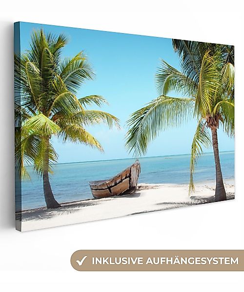 OneMillionCanvasses® Leinwandbild Palme - Boot - günstig online kaufen
