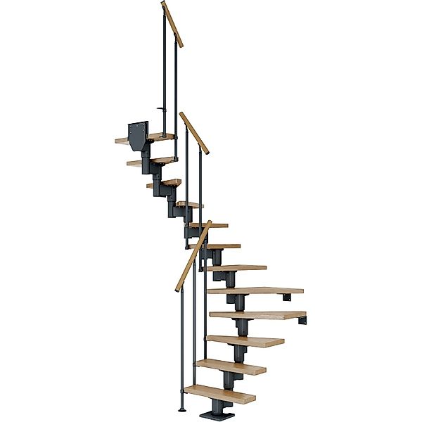 Dolle Mittelholmtreppe Dublin Eiche Anthrazit GH bis 337 cm 1/2 Gewendelt 7 günstig online kaufen