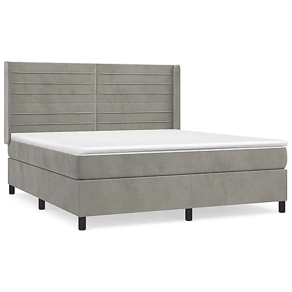 vidaXL Boxspringbett mit Matratze Hellgrau 160x200 cm Samt1378690 günstig online kaufen