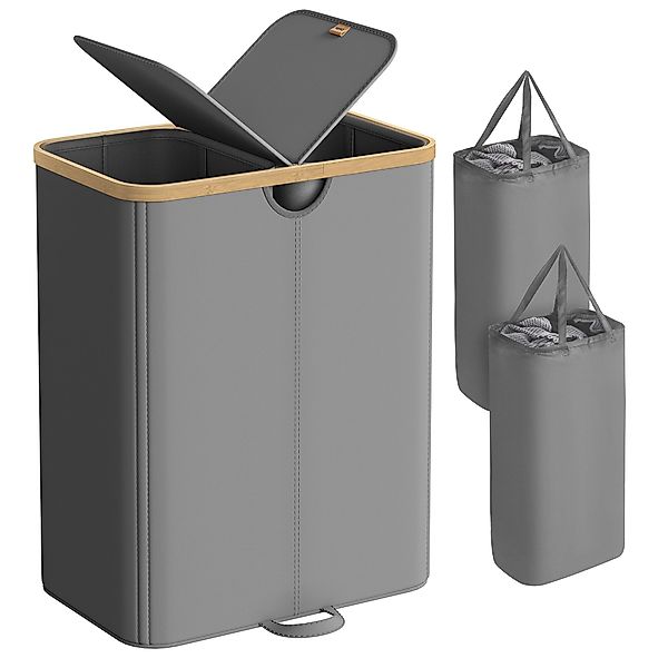 SONGMICS Wäschekorb, 2 Fächer,150 Liter,mit Deckel,herausnehmbarer günstig online kaufen