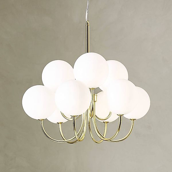 Hängeleuchte Bianco, 9-flammig, gold/weiß, Glas, G9 günstig online kaufen