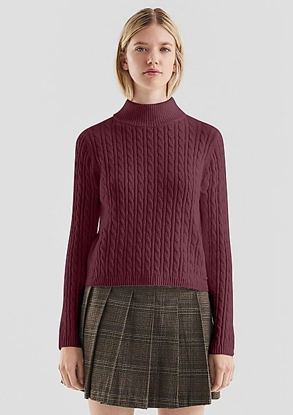 QS Longpullover Strickpullover Pullover mit Zopfmuster günstig online kaufen