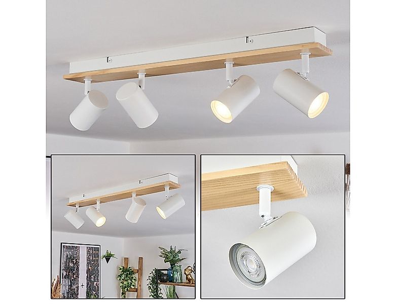 hofstein Deckenleuchte Deckenlampe aus Metall/Holz in Weiß/Naturfarben, ohn günstig online kaufen