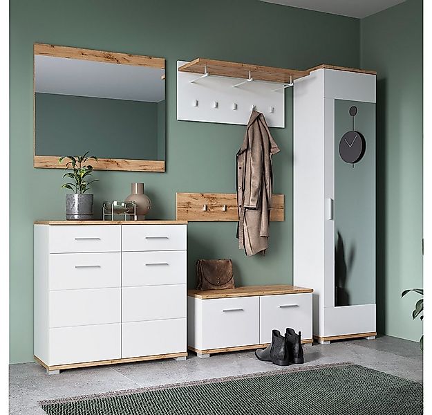Lomadox Garderoben-Set HUESCA-129, (Spar-Set, 6-St), Flurgarderobe in weiß günstig online kaufen