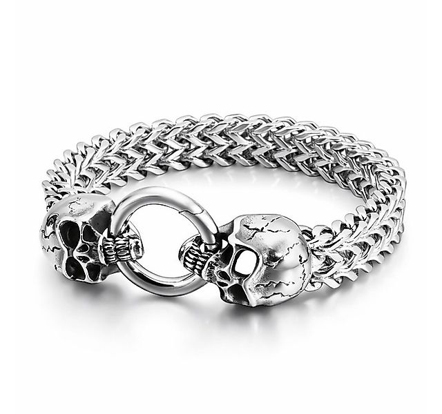 UNIQAL.de Edelstahlarmband Panzerarmband Herren "SILVER SKULL" Edelstahlarm günstig online kaufen