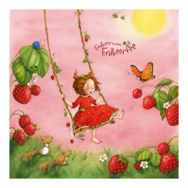 Bilderwelten Fototapete Erdbeerinchen Erdbeerfee - Baumschaukel rosa Gr. 24 günstig online kaufen