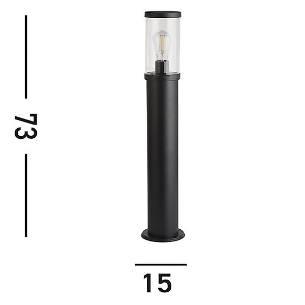 Pollerleuchte Bakerloo, IP44, schwarz, Höhe 73 cm, Metall günstig online kaufen