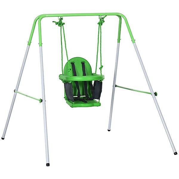 Outsunny Einzelschaukel Babyschaukel mit Sicherheitsbügel, Anschnallgurt, günstig online kaufen
