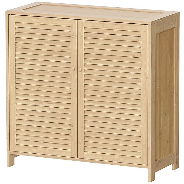 HOMCOM Schuhschrank aus Bambus für 14 Paar, Schuhschrank mit Lamellentüren günstig online kaufen