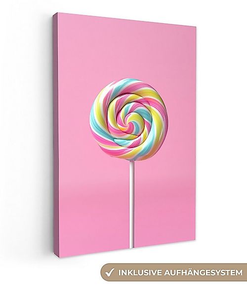 OneMillionCanvasses® Leinwandbild Lollipop - Rosa - Süßigkeit - Süß, Fotodr günstig online kaufen