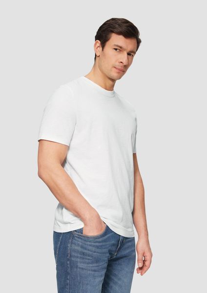 s.Oliver T-Shirt T-Shirt mit Flammgarnstruktur kurzarm, günstig online kaufen