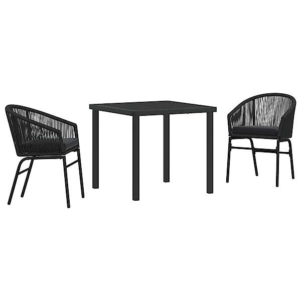 vidaXL Garten Essgruppe 3-Tlg Schwarz Poly Rattan 3379345 günstig online kaufen