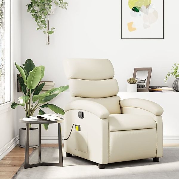 vidaXL Sessel Massagesessel Creme Kunstleder (1-St) günstig online kaufen