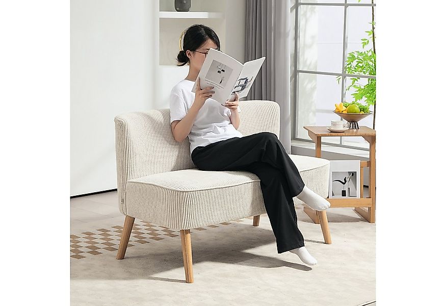 HOMCOM 2-Sitzer modern Couch ohne Armlehne Gepolstert Polstersofa mit Cord- günstig online kaufen