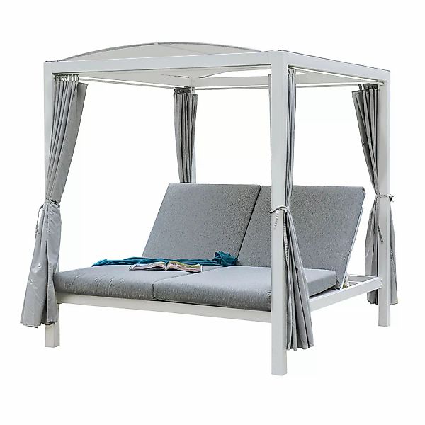 Home Deluxe Pavillon-Gartenliege Lyon 208 cm x 188 cm Weiß/Grau günstig online kaufen