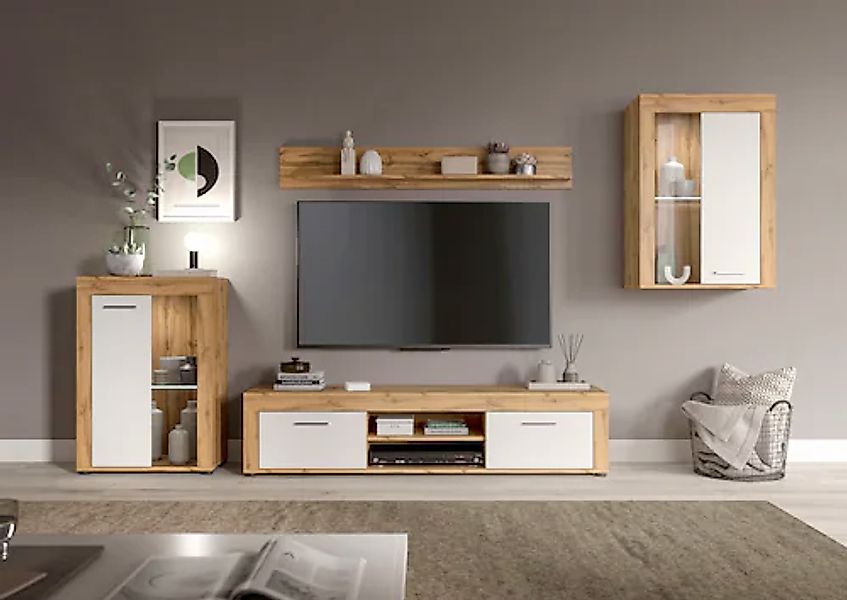 INOSIGN Wohnwand »Aosta, 4-tlg., bestehend aus: 2x Vitrine, Lowboard & Wand günstig online kaufen