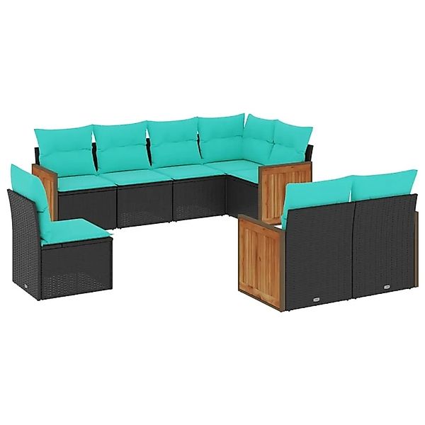 vidaXL 8-Tlg Gartensofa-Set mit Kissen Schwarz Polyrattan 3227842 günstig online kaufen