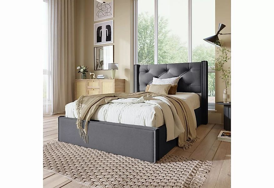 WISHDOR Polsterbett Einzelbett (Bett mit Lattenrost und Metallrahmen, Moder günstig online kaufen