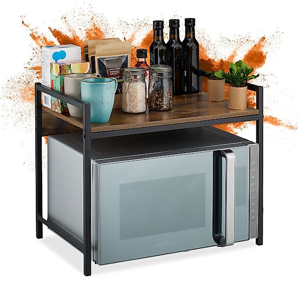 relaxdays Küchenregal Mikrowellen Regal, Industrial-Schwarz günstig online kaufen