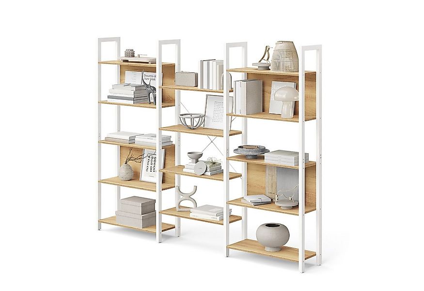 VASAGLE Bücherregal, mit 14 Ablagen, Regal mit Metallrahmen, für Wohnzimmer günstig online kaufen