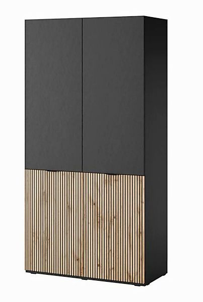 yourhouse24 Kleiderschrank Kleiderschrank Garderobe SANDBOX 100 cm Schwarz/ günstig online kaufen