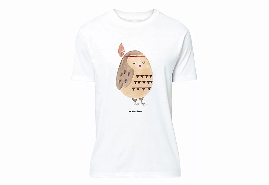 Mr. & Mrs. Panda T-Shirt Eule Federschmuck - Weiß - Geschenk, Reisespruch, günstig online kaufen