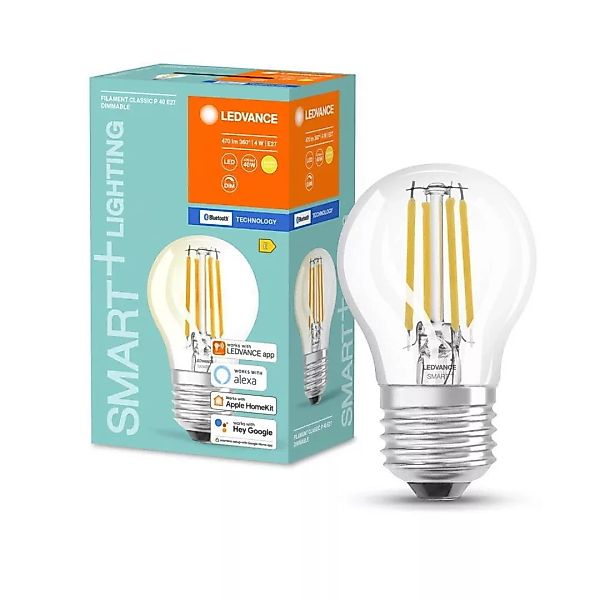 SMART+ Bluetooth LED Leuchtmittel E27 Tropfen-P35 in Transparent 4W 470lm 2 günstig online kaufen