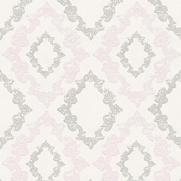 Bricoflor Barock Tapete in Rosa Grau Ideal für Mädchenzimmer und Schlafzimm günstig online kaufen