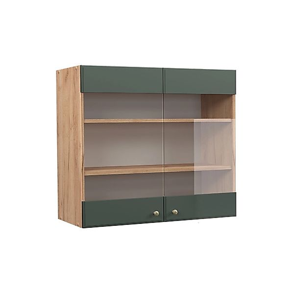 Vicco Glashängeschrank Fame-Line, Grün-Gold Landhaus/Goldkraft Eiche, 80 cm günstig online kaufen