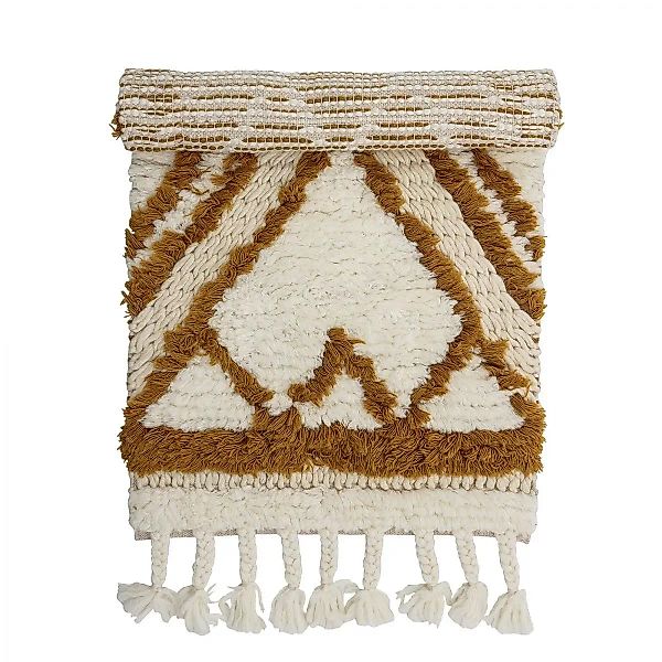 Mehrfarbiger Teppich aus Wolle mit Fransen und Quasten günstig online kaufen