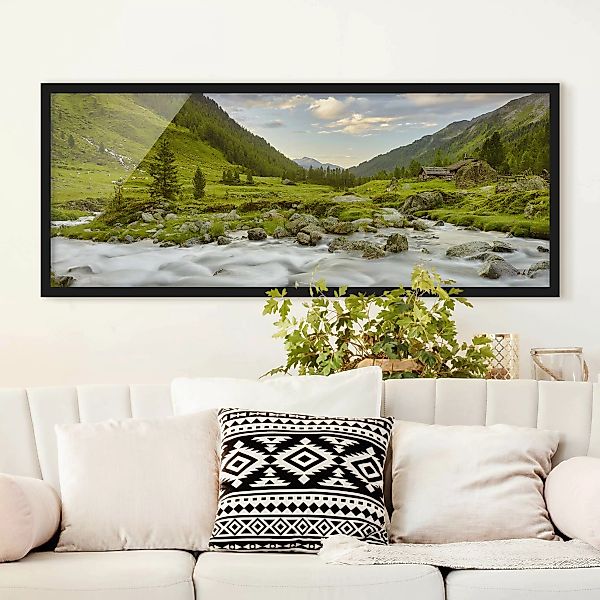 Bild mit Rahmen Natur & Landschaft - Panorama Alpenwiese Tirol günstig online kaufen