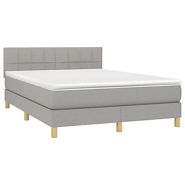 vidaXL Boxspringbett mit Matratze & LED Hellgrau 140x200 cm Stoff 3133717 günstig online kaufen