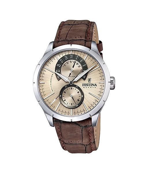 Festina Quarzuhr Herrenuhr Beiges Zifferblatt, Braunes günstig online kaufen