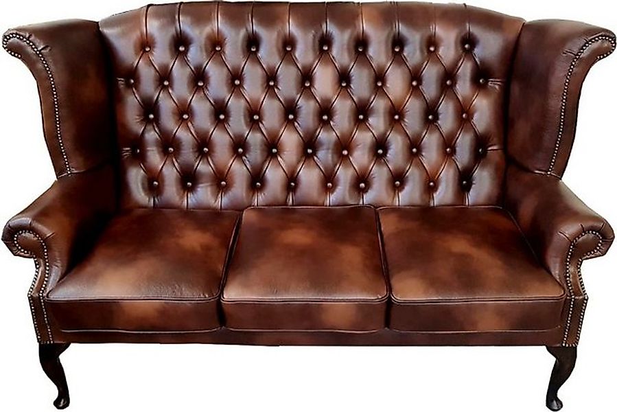 Casa Padrino 3-Sitzer Luxus Echtleder 3er Sofa Dunkelbraun Vintage Antik Lo günstig online kaufen