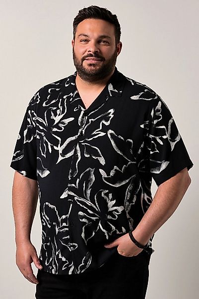 Men Plus Kurzarmhemd Viskose-Hemd Halbarm Alloverprint Cubakragen günstig online kaufen