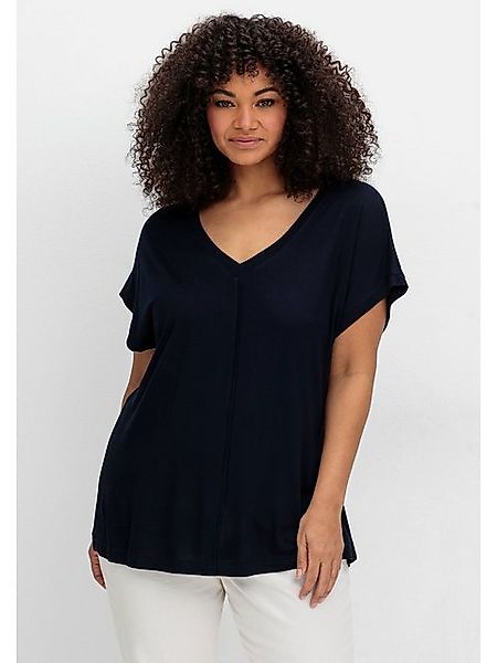 Sheego T-Shirt Große Größen mit V-Ausschnitt und Zierpaspel vorn günstig online kaufen