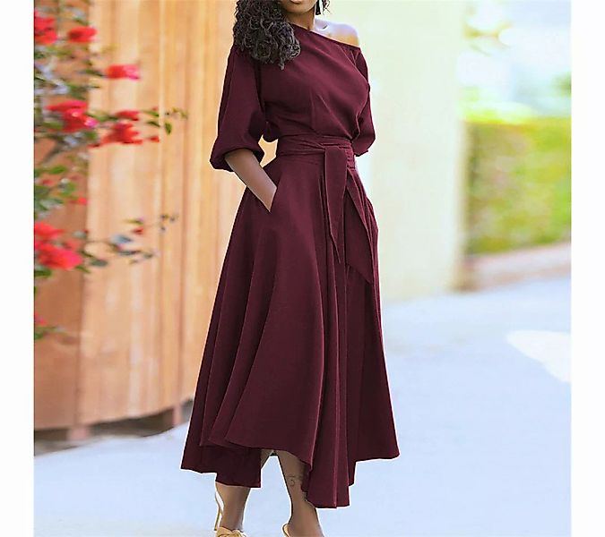 AFAZ New Trading UG Druckkleid Einfarbiges Damenkleid mit mittellangen Ärme günstig online kaufen