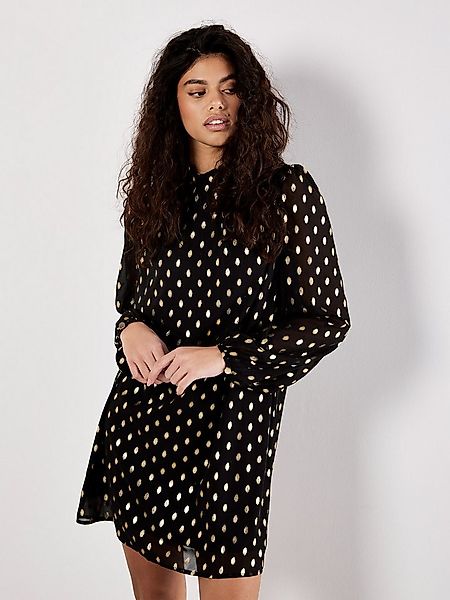 Apricot Chiffonkleid Minikleid mit Goldfoliendruck günstig online kaufen