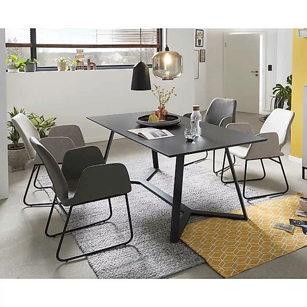 Esszimmer Sitzgruppe in Grau 180 cm Esstisch (fünfteilig) günstig online kaufen